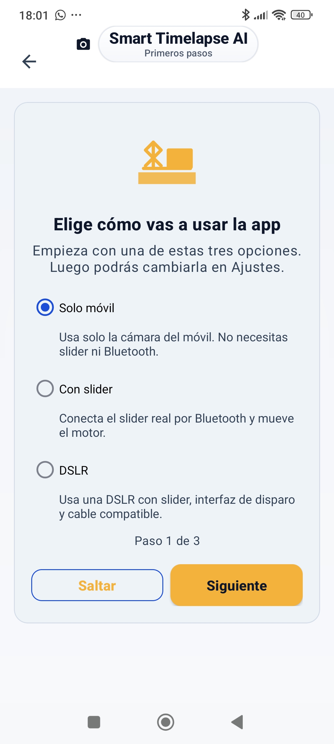 Captura 01 de la app Smart Timelapse AI