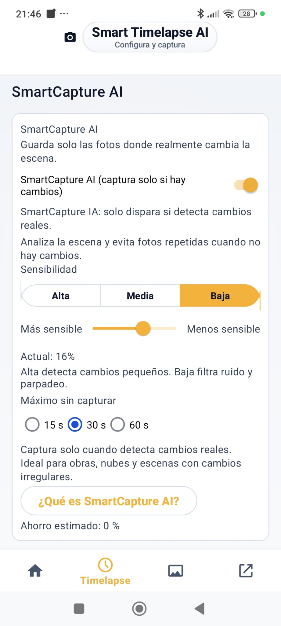 Captura 02 de la app Smart Timelapse AI